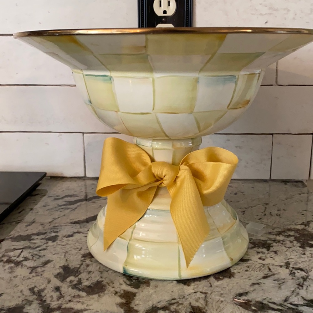 Mackenzie Childs Parchment check compote